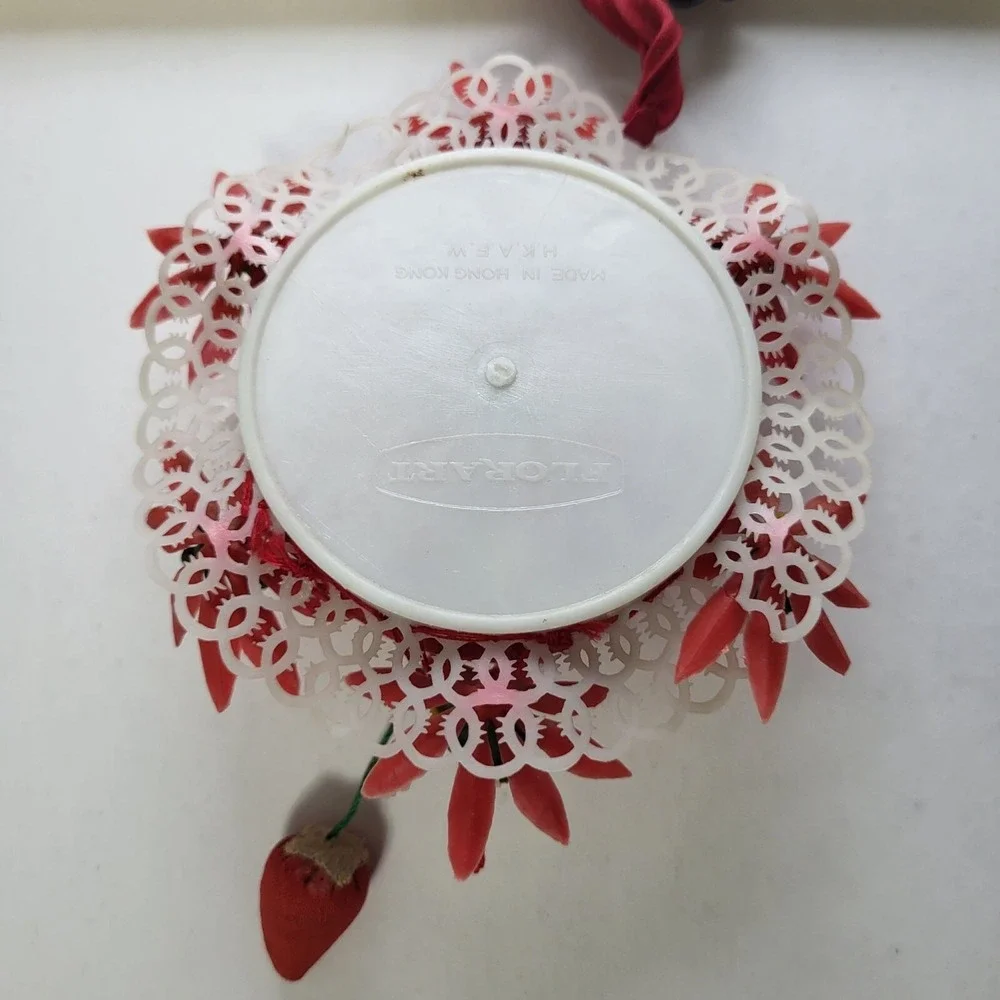 Vintage Florart Pin Cushion Plastic Lace Floral Decoration Made in Hong Kong